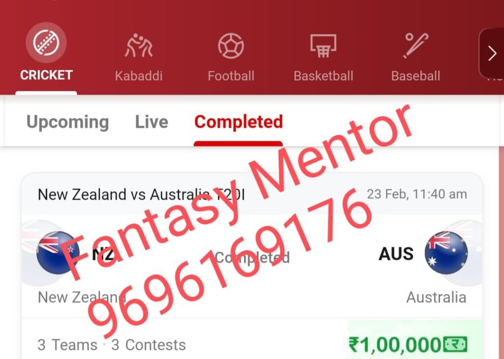 Winning screenshots, NZ vs AUS (New Zealand vs Australia) , 2nd T20I Australia tour of New Zealand , 2024 Dream Team – Results
